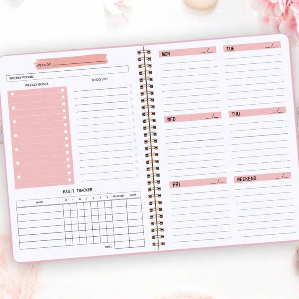 Pink Weekly Planner Notebook